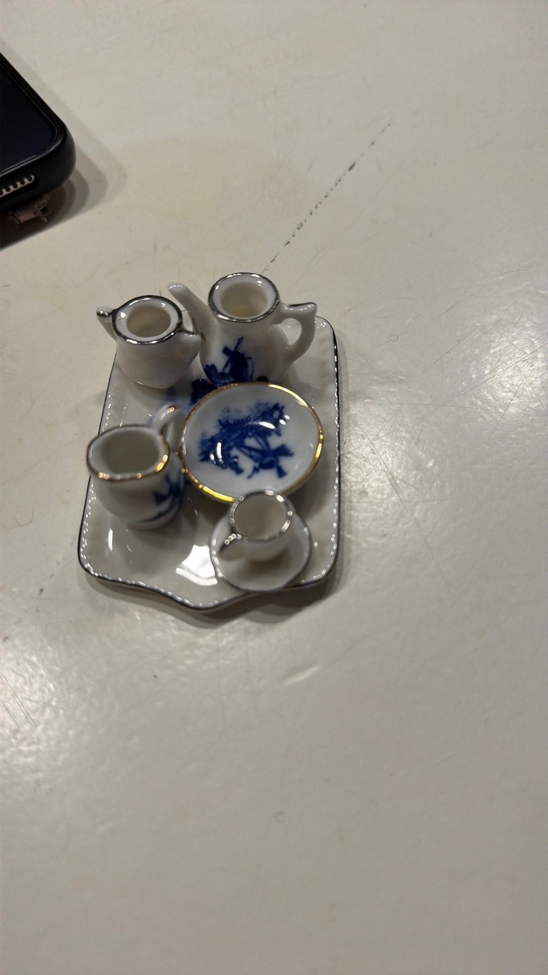 Miniatuur theeserviesje Delfts blauw stijl, Verzenden
