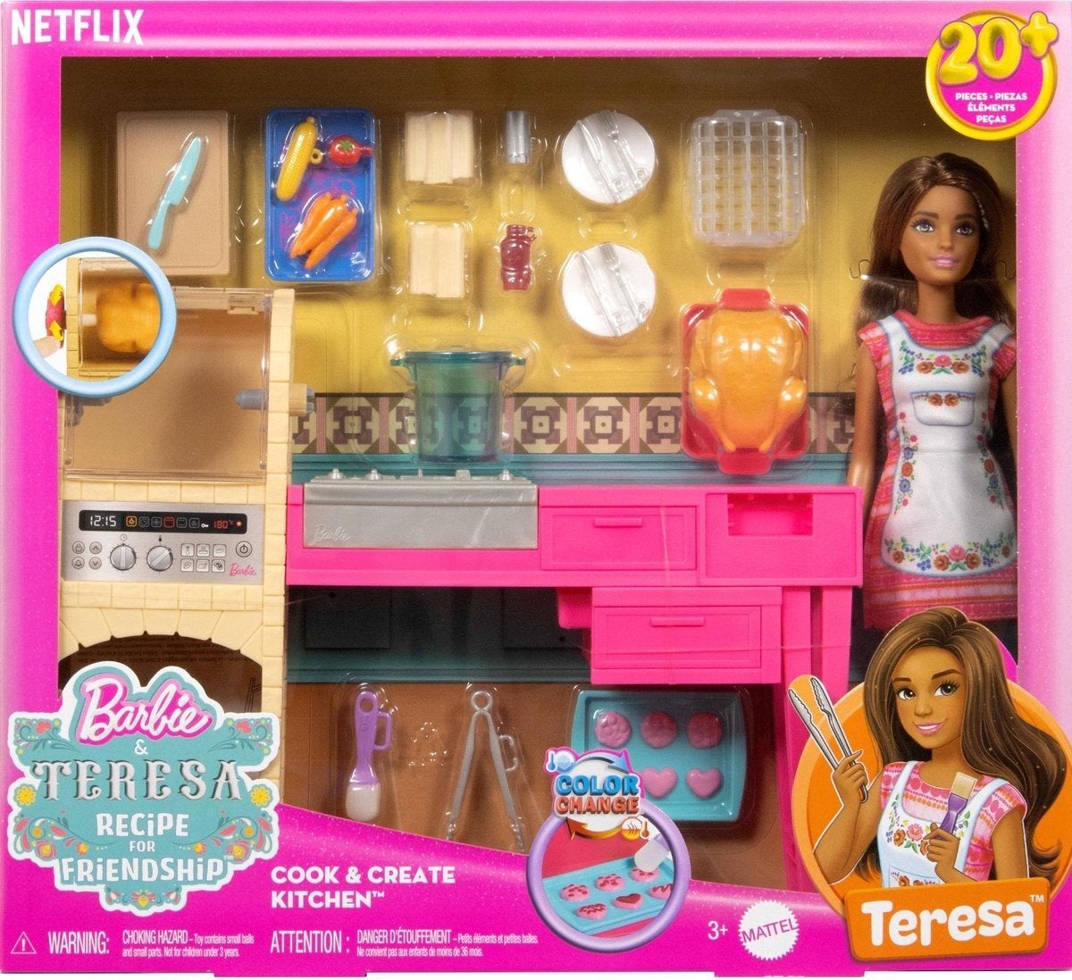 Barbie Teresa Kook & Creëer Keuken met Pop en Accessoires, Kinderen en Baby's, Ophalen of Verzenden, Nieuw, Barbie