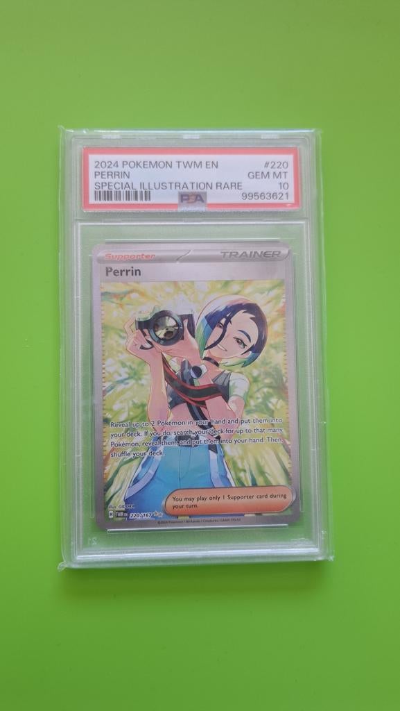 Pokemon Perrin 220/167 SIR Twilight Masquerade PSA 10, Ophalen of Verzenden, Zo goed als nieuw, Overige typen