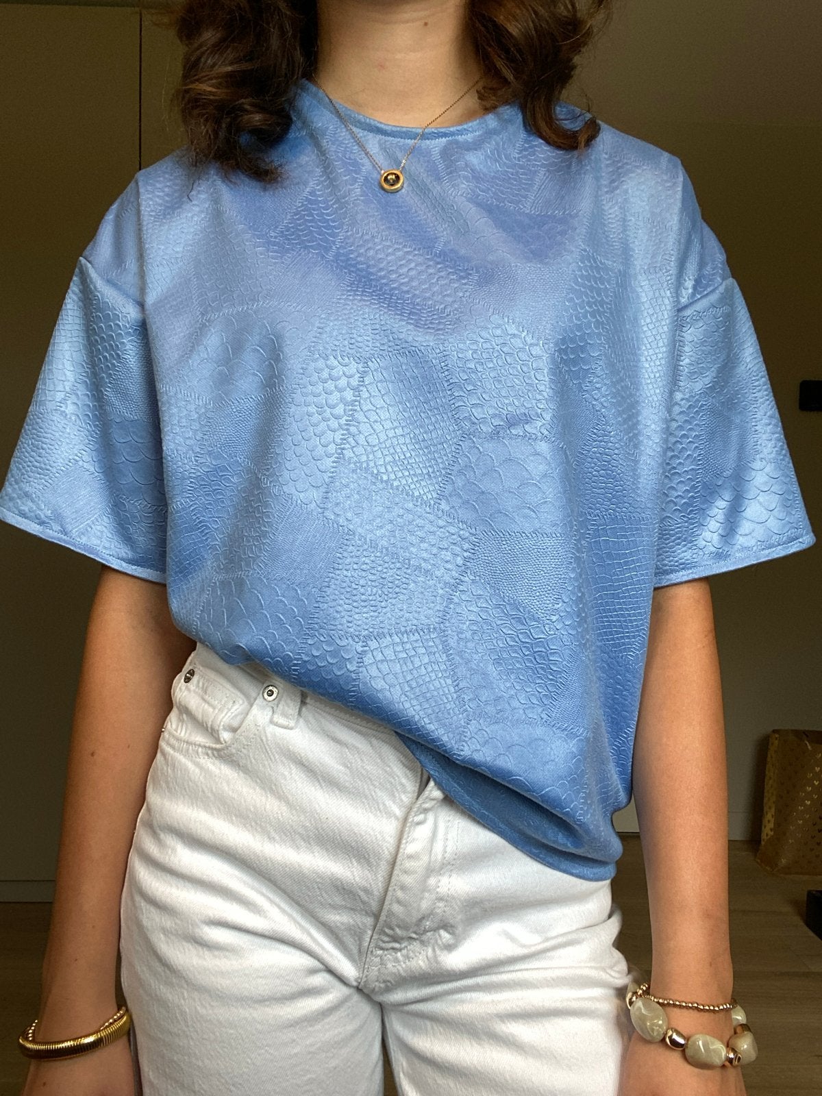 Zelfgemaakt blauw T-shirt met korte mouwen, maat XS/S, Kleding | Dames, T-shirts, Blauw, Nieuw, Ophalen of Verzenden, Korte mouw