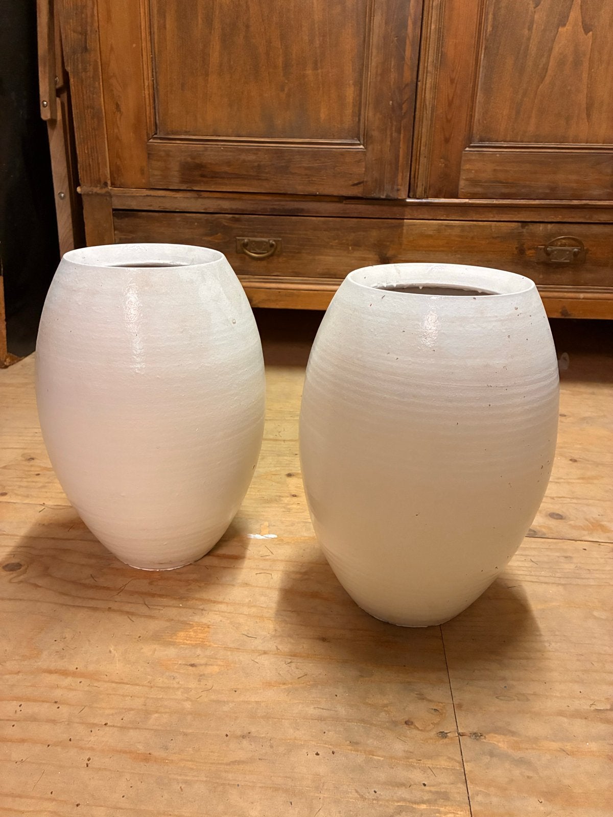 Set van 2 witte vazen/bloempotten, Huis en Inrichting, Ophalen
