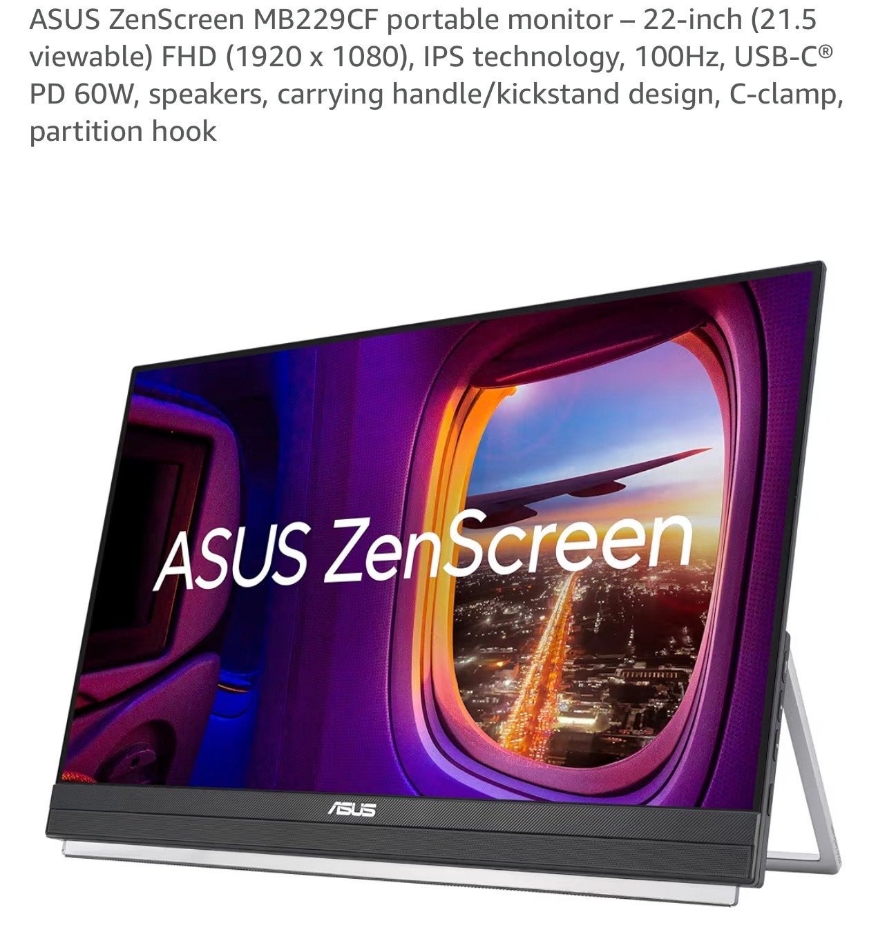 ASUS ZenScreen MB229CF Draagbare Monitor - 22 inch FHD IPS, Ophalen, IPS, Nieuw, Full HD