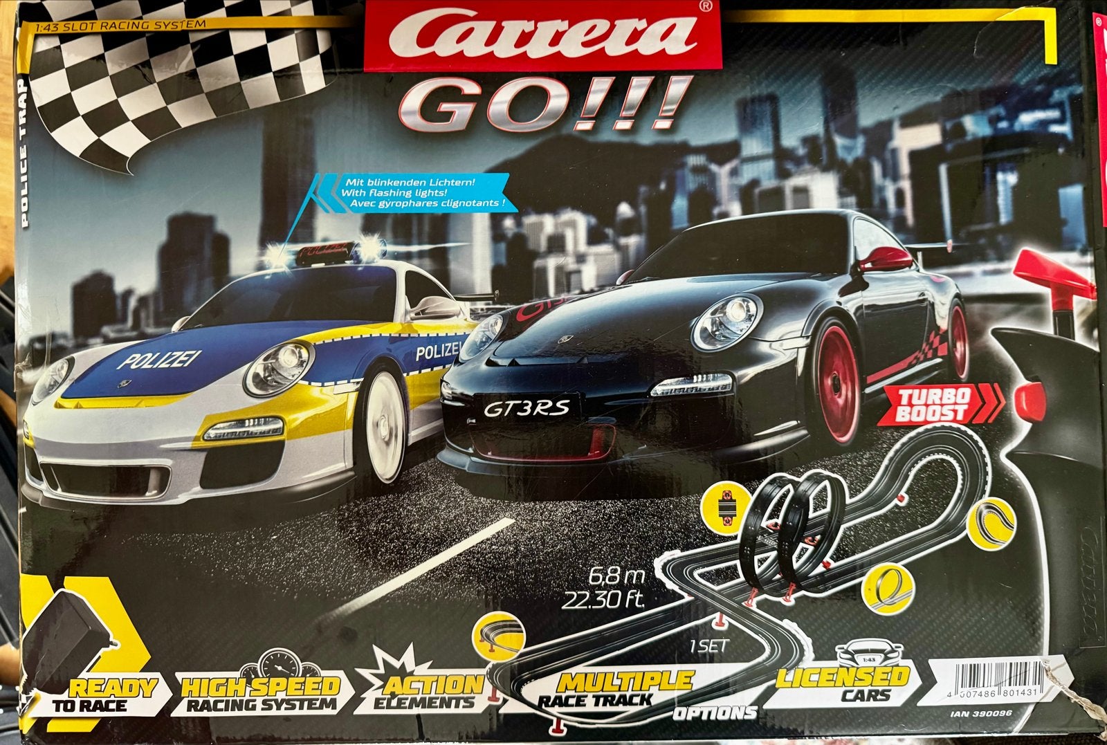 Carrera GO!!! Racebaan met 4 auto's en extra onderdelen, Ophalen, Racebaan, Carrera, Zo goed als nieuw