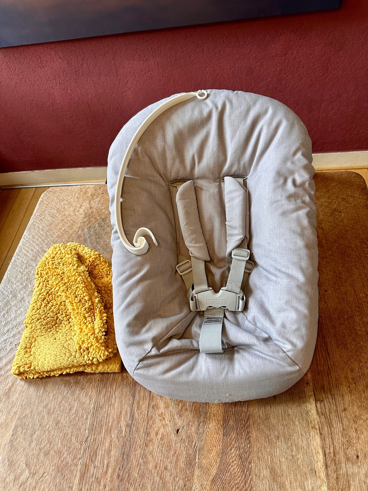 Stokke Tripp Trapp Newborn Set met hoes en speel boog, Ophalen of Verzenden, Zo goed als nieuw, Overige typen, Gordel(s)