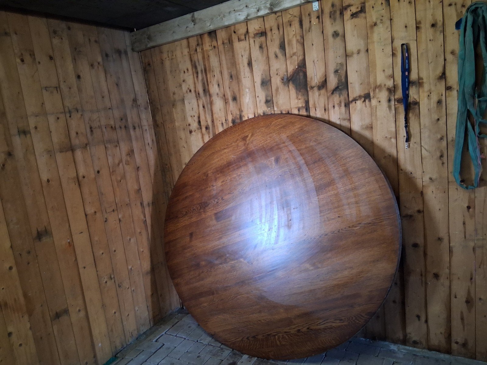 Ovale tafelblad voor café of thuiskroeg - 190x170 cm, Huis en Inrichting, Tafels | Eettafels, Ophalen, Gebruikt, 150 tot 200 cm