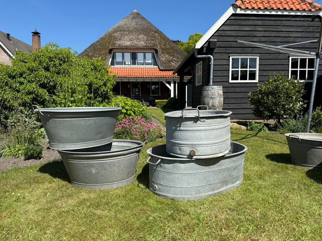 Zinken teil | Ovale teil | Kleine badkuip zink | Plantenbak, Ophalen, Zo goed als nieuw, Overige vormen, Metaal