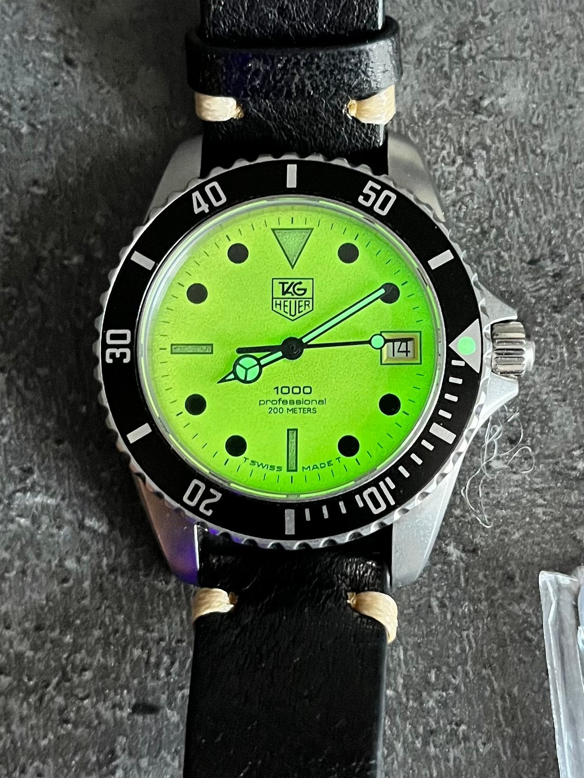 Tag Heuer 1000 Professional Nicht Diver Full Lume  krasvrij, Ophalen of Verzenden, Zo goed als nieuw, Staal, TAG Heuer