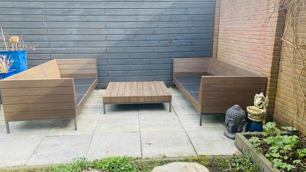 Applebee Long Island loungeset 2 banken tafel luxe design, Tuin en Terras, Terrasdelen en Vlonders, Ophalen, Gebruikt, Hout