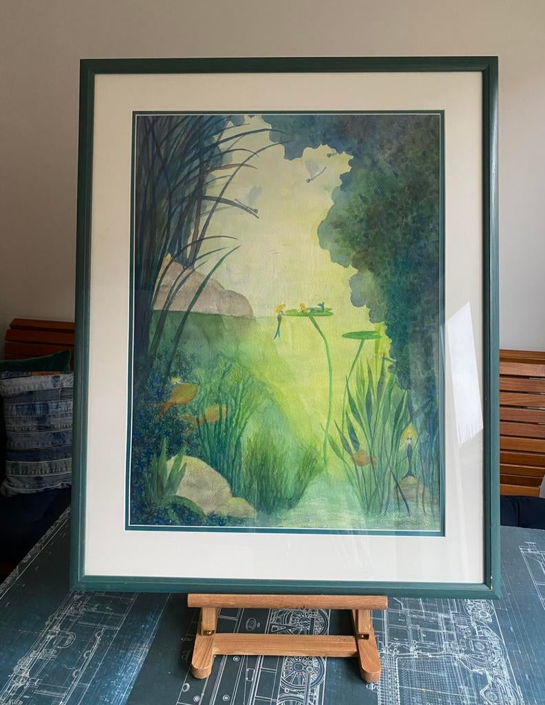 Onderwaterwereld met zeemeerminnen - Aquarel, Ophalen