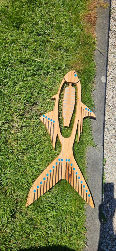 Houten vis sculptuur - Wanddecoratie, Ophalen of Verzenden