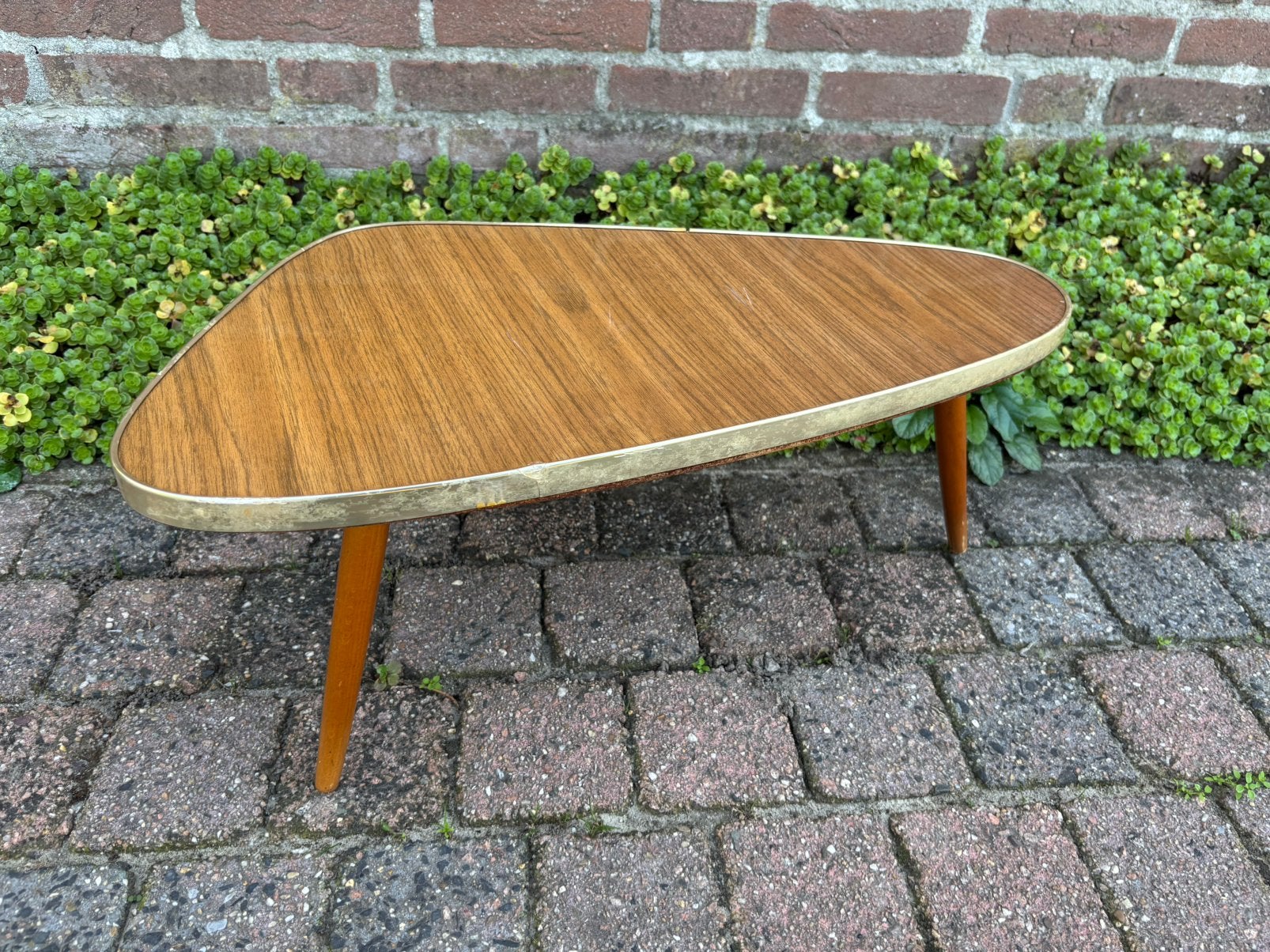 Vintage jaren 60 plantentafel / bijzettafel organische vorm, Ophalen of Verzenden, Huis en Inrichting
