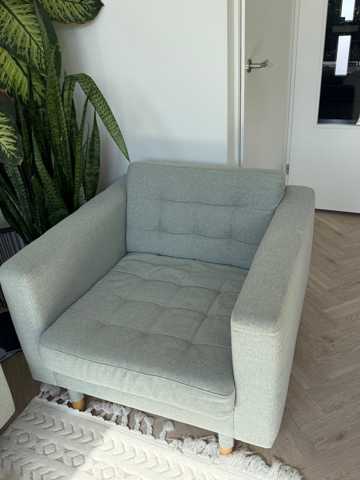 Landskrona Fauteuil gunnared lichtgroen met hout, Ophalen, Zo goed als nieuw, Stof