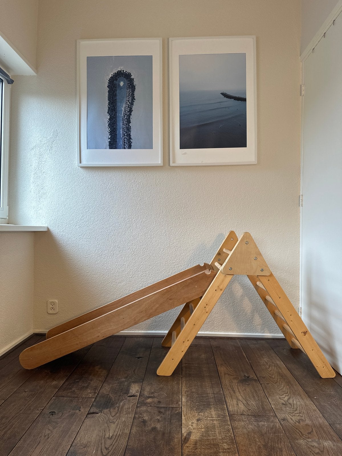 Houten klimrek met glijbaan en klimwand voor kinderen, Kinderen en Baby's, Speelgoed | Houten speelgoed, Ophalen, Gebruikt