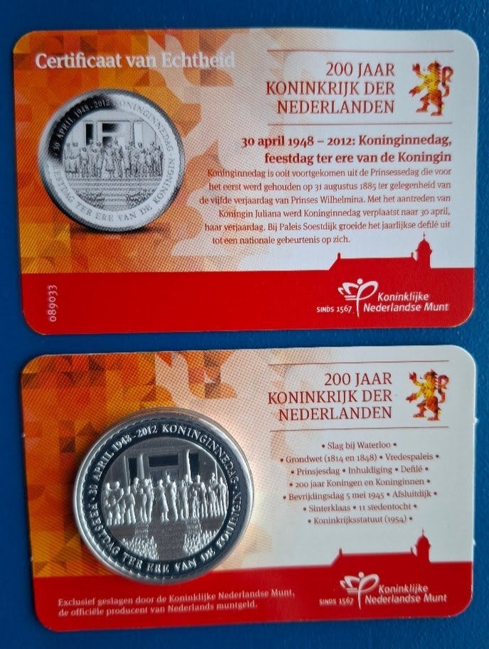 "30-4 Koninginnedag" herdenkingspenning in coincard - 2013, Verzenden, Overige materialen, Nederland