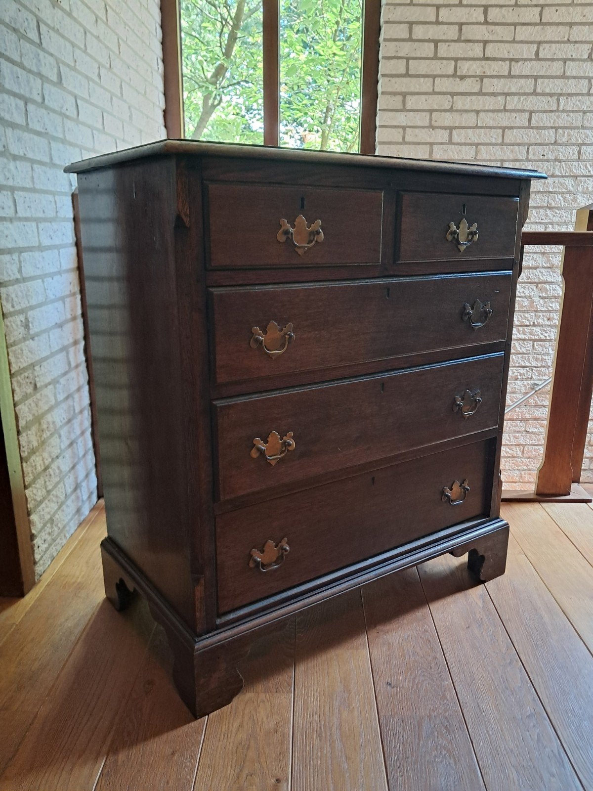 Antieke ladekast met koper beslag, 95x84x48 cm, Ophalen