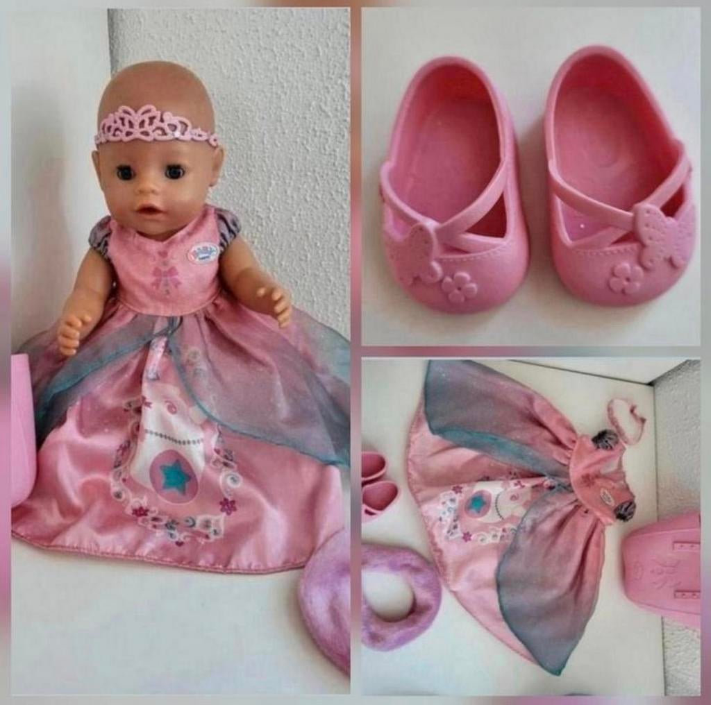 Baby Born kleertjes 5 delige Prinsessen Jurk DeLuxe Babyborn, Ophalen of Verzenden, Zo goed als nieuw, Babypop