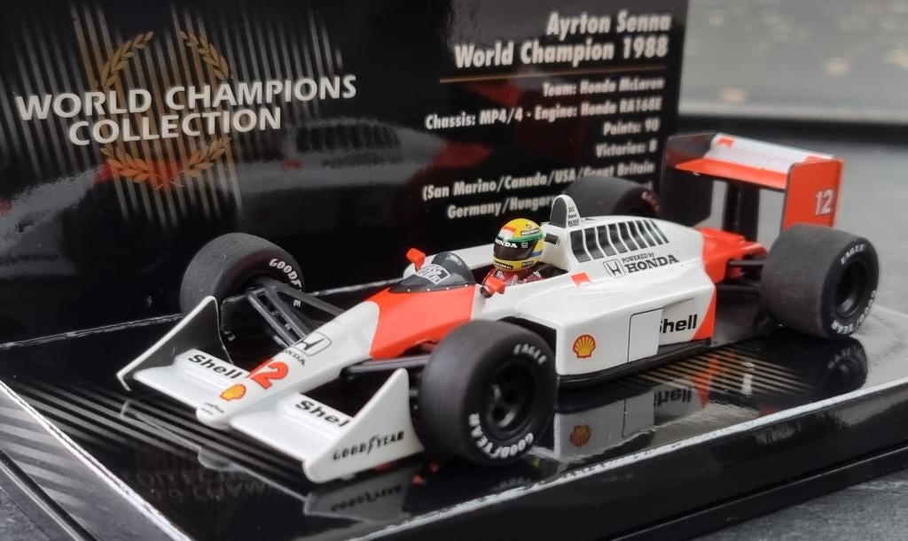 Minichamps McLaren MP4/4 Ayrton Senna 1:43 World Champion 88, Ophalen of Verzenden, Zo goed als nieuw, Auto, MiniChamps