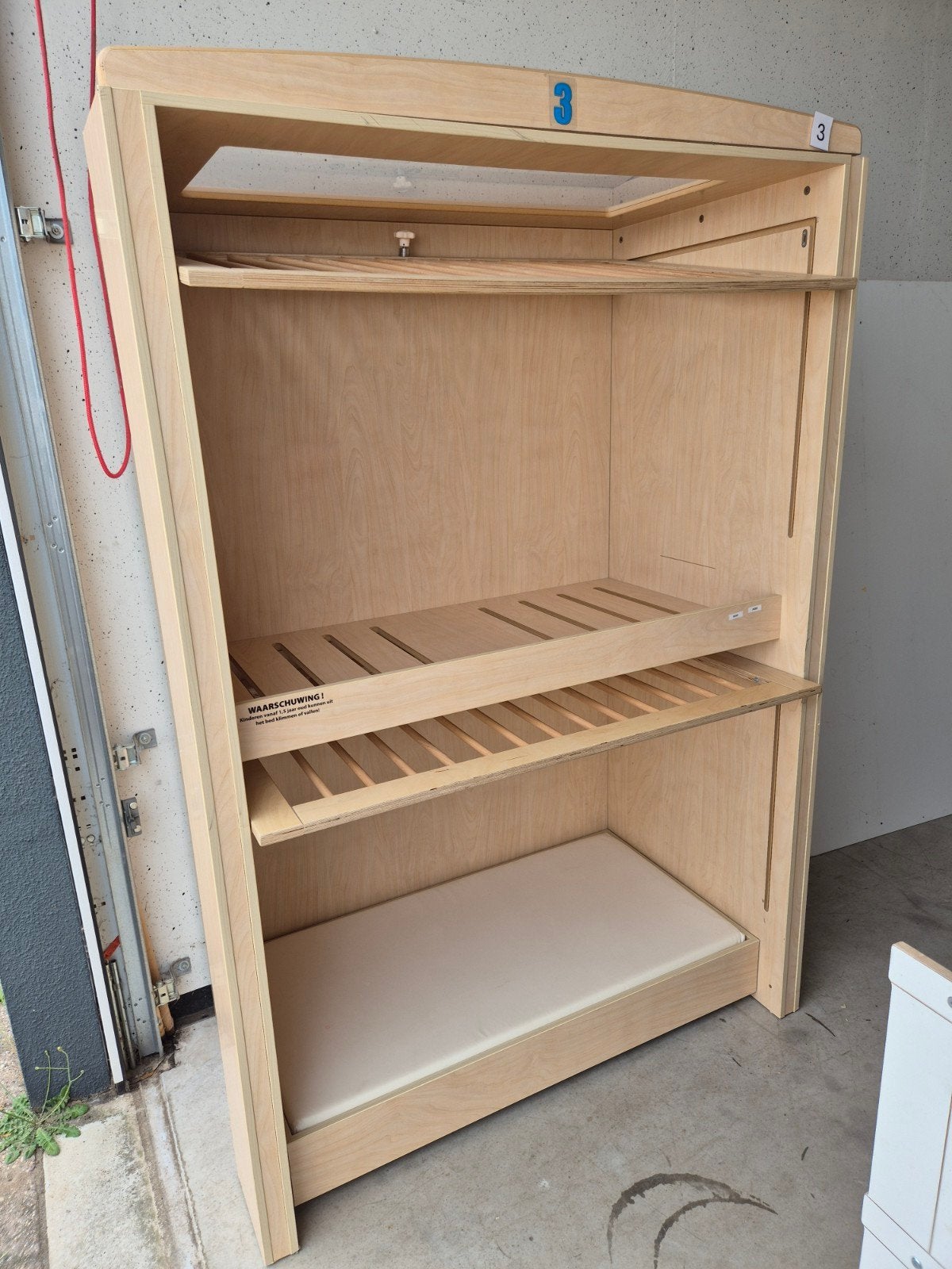 Houten duo bed hoogslaper met lattenbodem en matras, Gebruikt, 70 tot 85 cm, 180 cm of meer, Ophalen