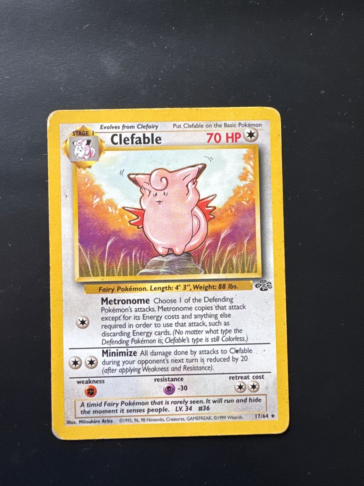 Clefable Jungle Set 17/64 Pokémon Kaart, Ophalen of Verzenden, Gebruikt, Losse kaart