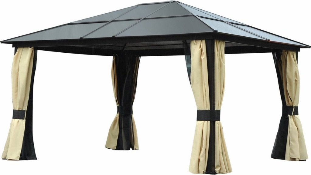 Luxe tuinpaviljoen  - PC dak UV bestendig - 4,2x3,6x2,7m, Ophalen, Gebruikt, Tuinpaviljoen