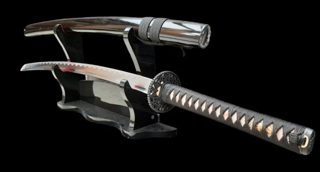 Scherp Katana Zwaard met Zwarte Schede, Verzenden, Zo goed als nieuw