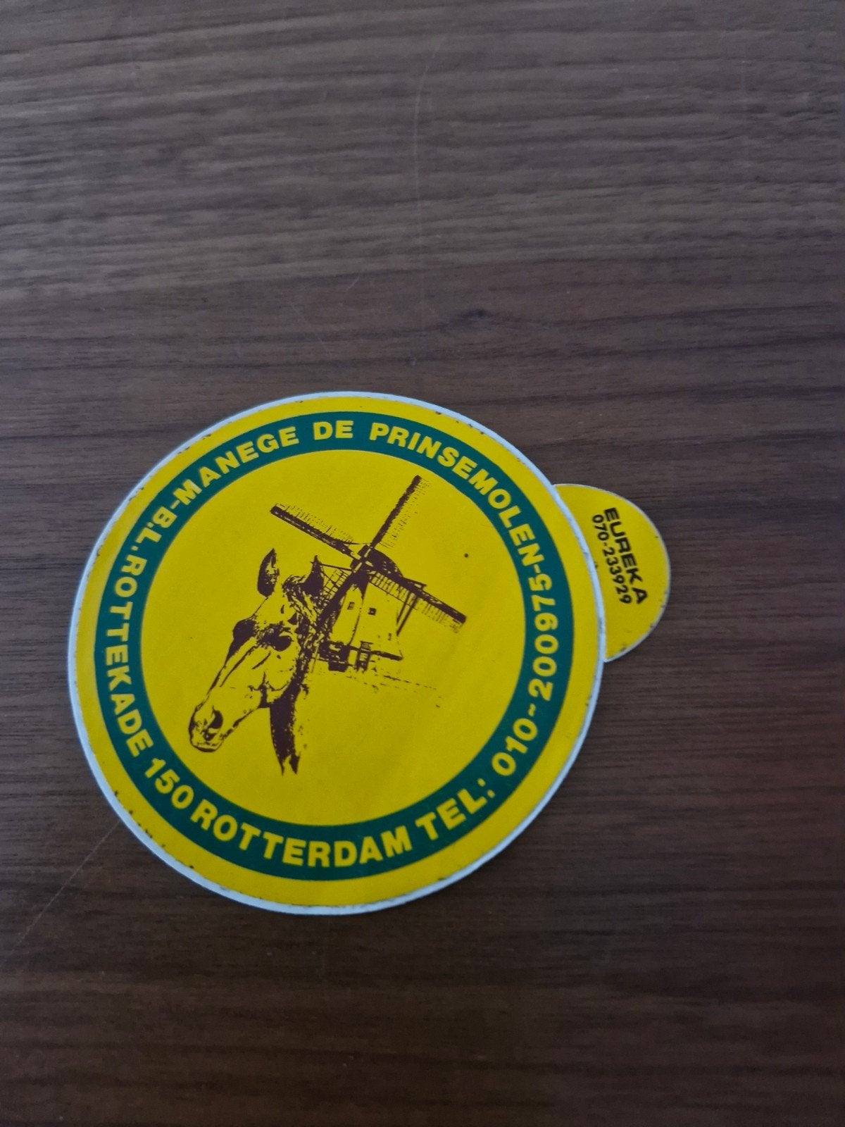 988 Vintage Sticker Manege De Prinsemolen Rotterdam 10 cm, Ophalen of Verzenden, Gebruikt, Sticker