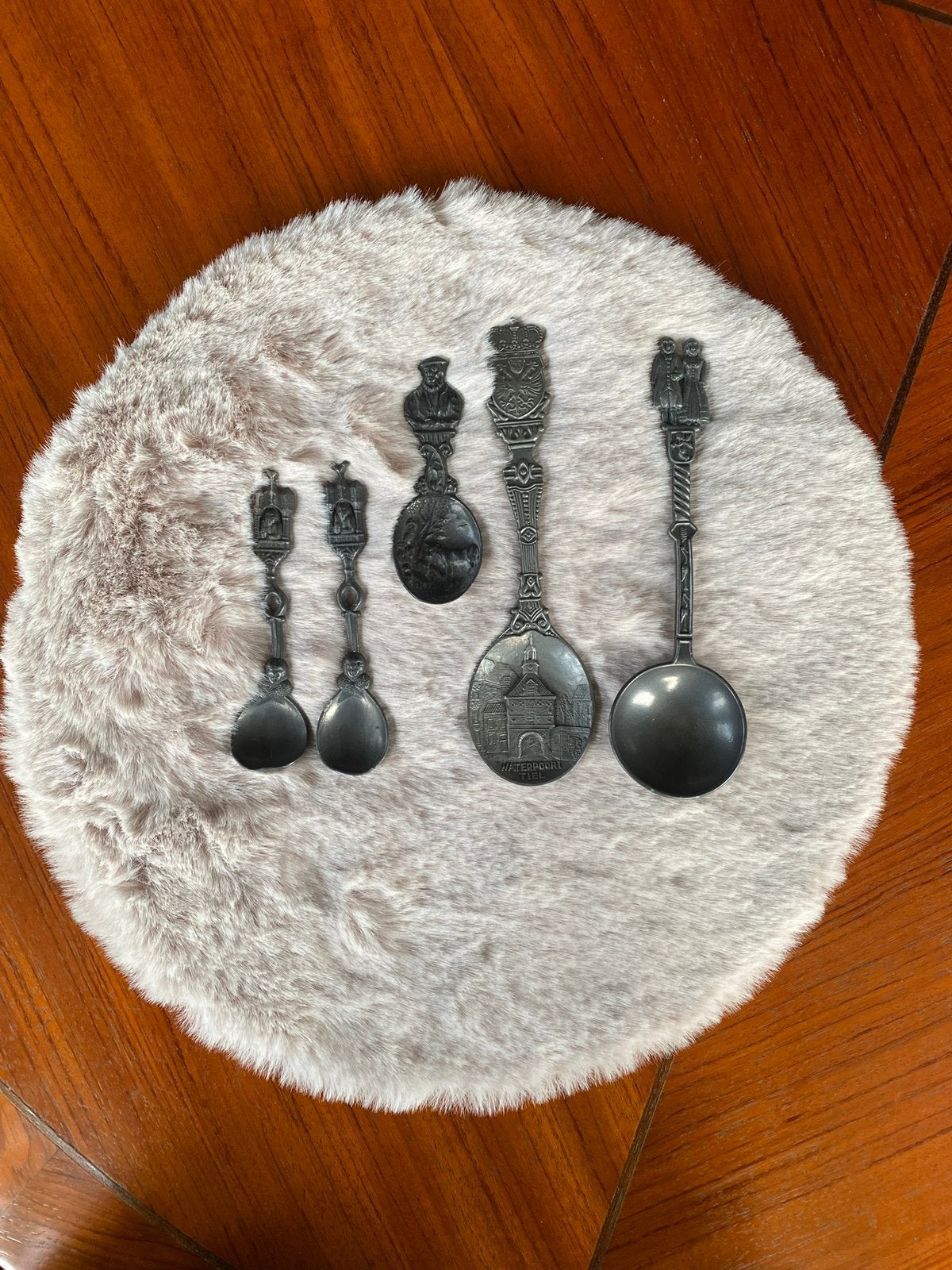 5 Tinnen lepels, Ophalen of Verzenden