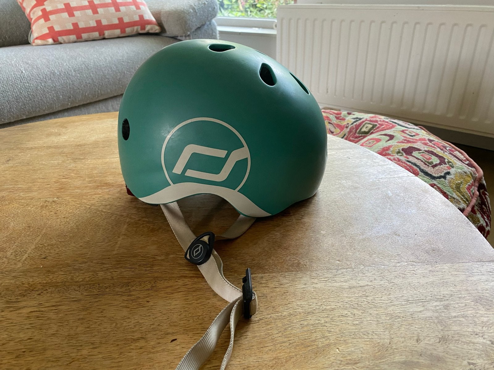 Scoot and Ride kinderhelm met LED-licht 0-3 jaar - Groen, Fietsen en Brommers, Fietsaccessoires | Fietshelmen, Ophalen, Zo goed als nieuw