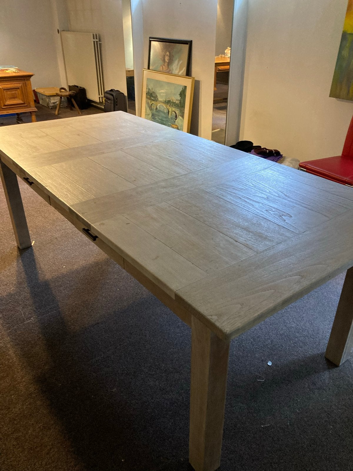 Teakhouten eettafel met 2 laden - 220x100 cm, Ophalen, Teakhout, 200 cm of meer, 50 tot 100 cm
