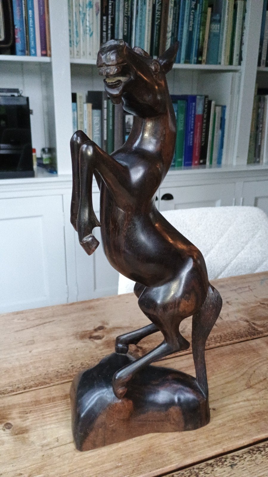 Massief ebbenhouten paard, 42 cm hoog, Indonesisch, Ophalen, 20 - 50 cm, Beeld, Hout
