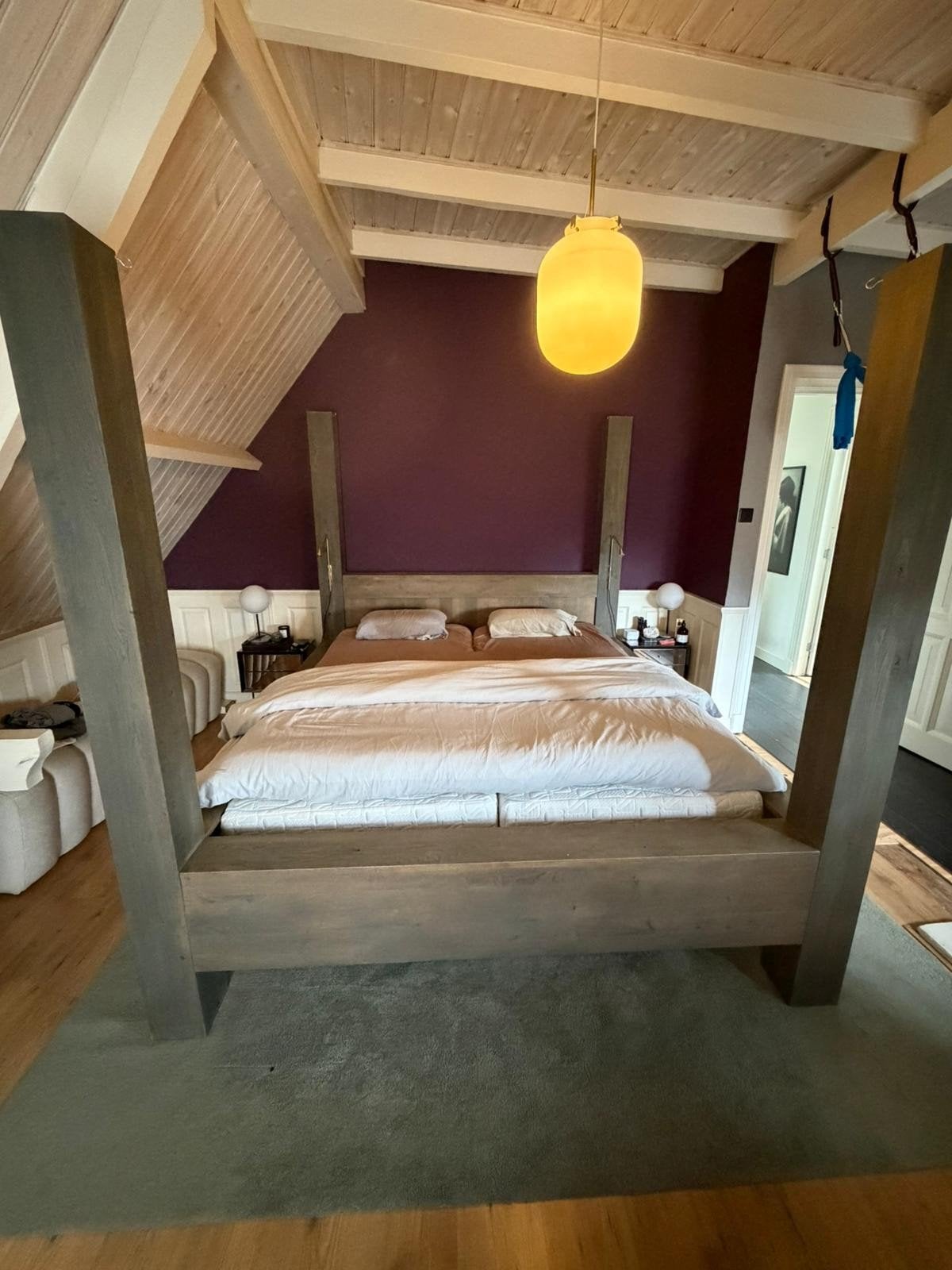 Hemelbed Goossens 180x220, Ophalen, Gebruikt, Bruin, Tweepersoons