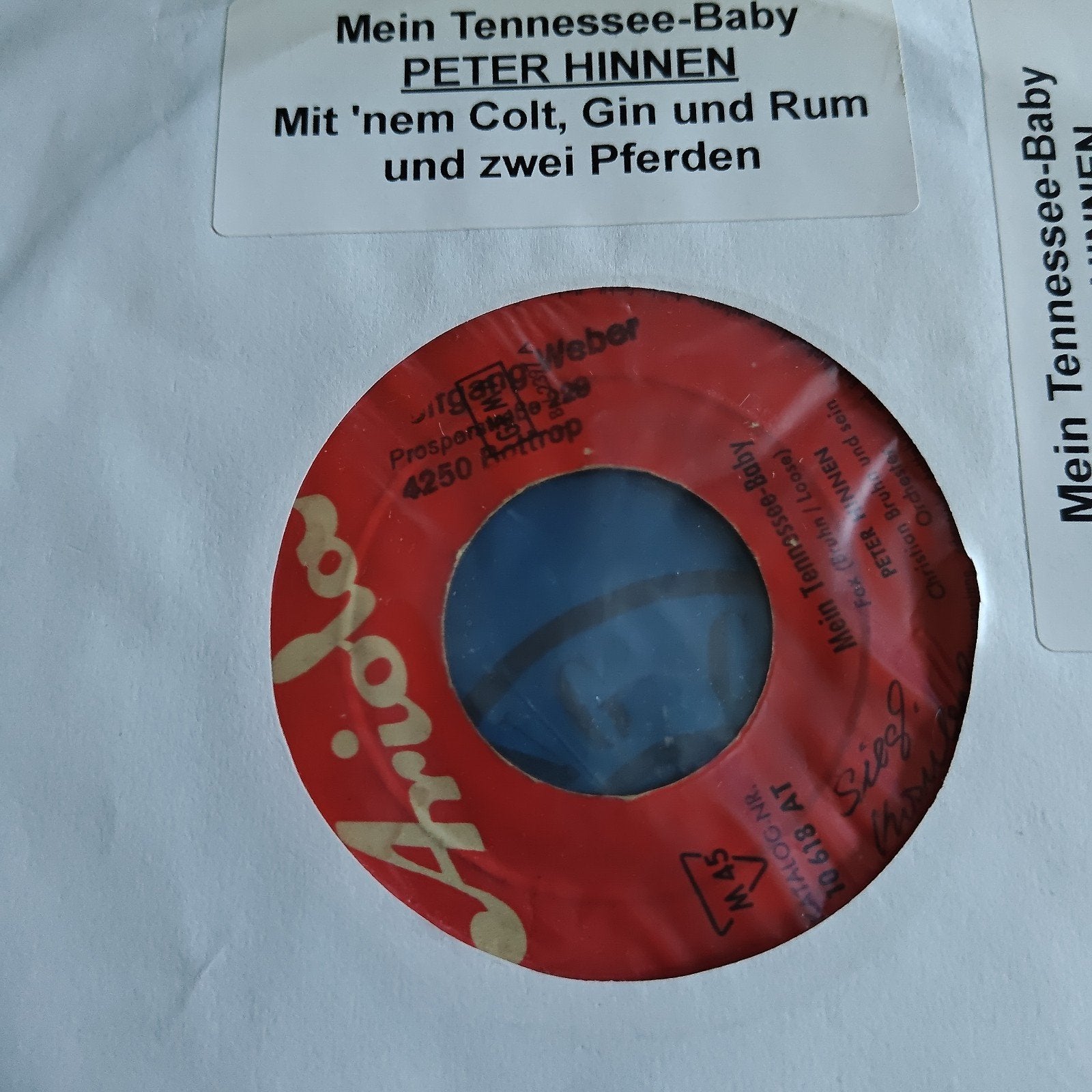 Peter Hinnen - Mein Tennessee-Baby (7 inch single), Cd's en Dvd's, Vinyl Singles, Gebruikt, 7 inch, EP, Schlager