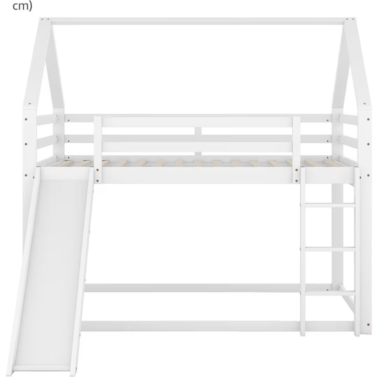 Stapelbed met glijbaan en huisframe - Wit, 140x200 cm, Ophalen, Gebruikt, 160 tot 180 cm, Tweepersoons