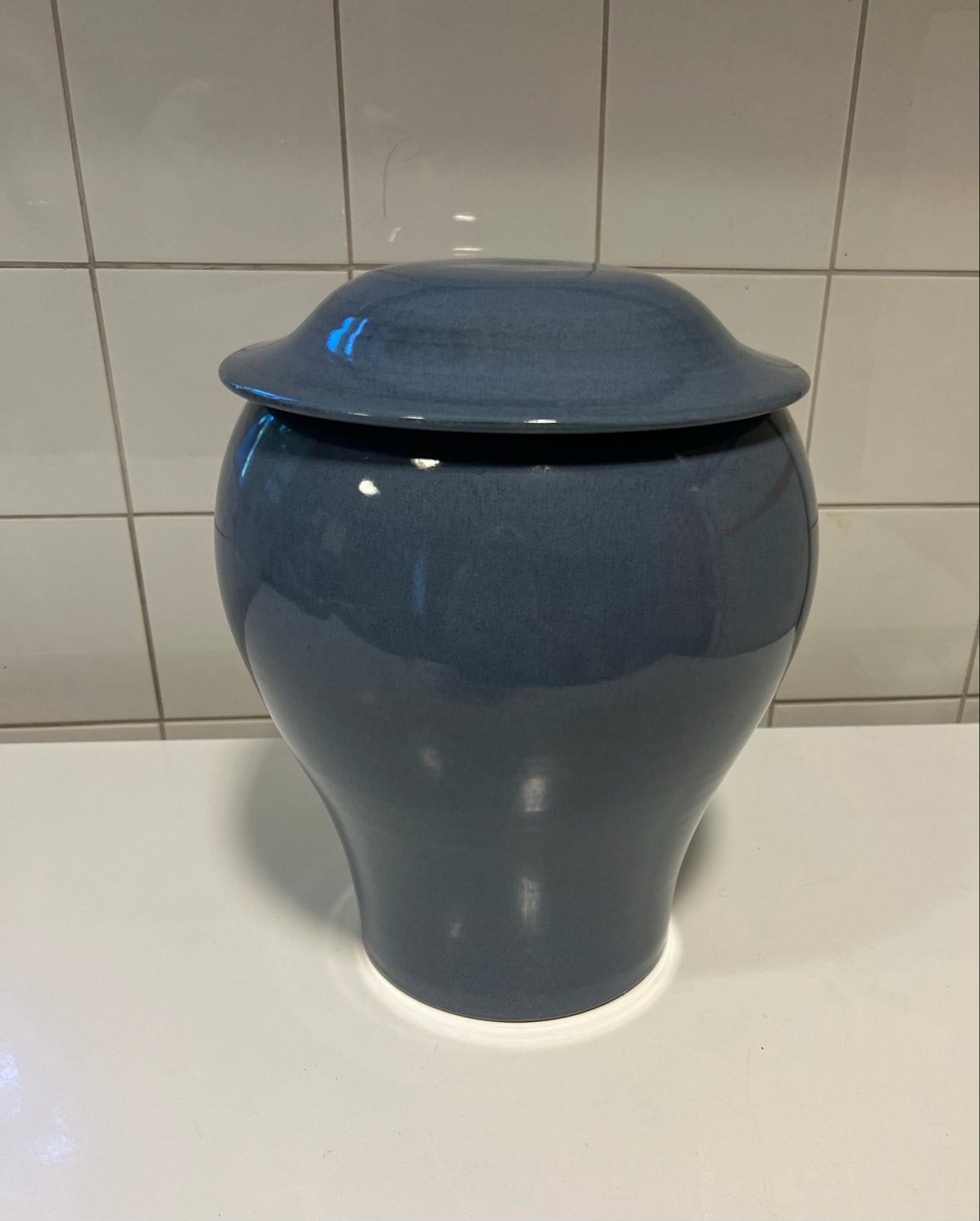 Aardewerk Urn - Donkerblauw Glazuur, Ophalen of Verzenden