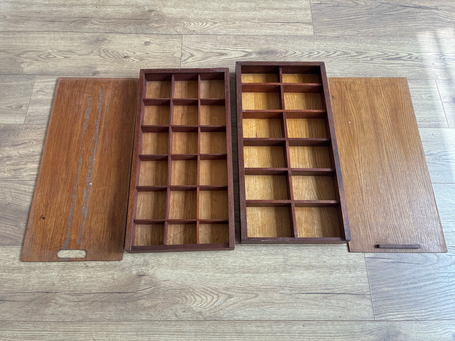 Vintage houten opbergdozen met vakjes, Ophalen