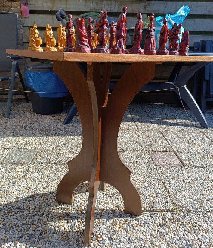 Schaakspel met tafel, Ophalen, Minder dan 500 stukjes, Gebruikt, Schaken