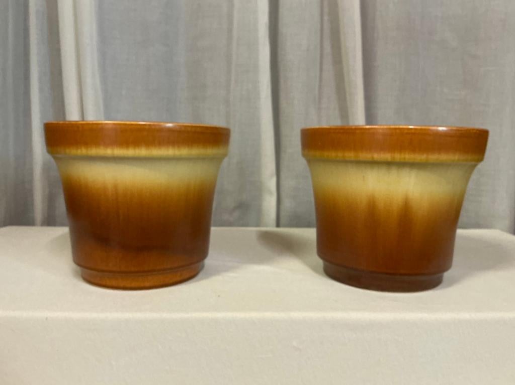 Set grote  vintage potten met  bruin en beige kleurverloop, Antiek en Kunst, Antiek | Keramiek en Aardewerk, Ophalen of Verzenden