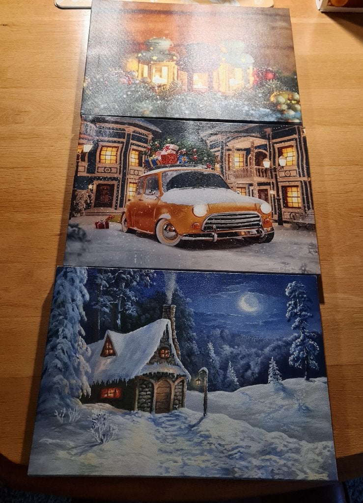 3 Mooie Kerst schilderijen met verlichting, Ophalen of Verzenden, Nieuw