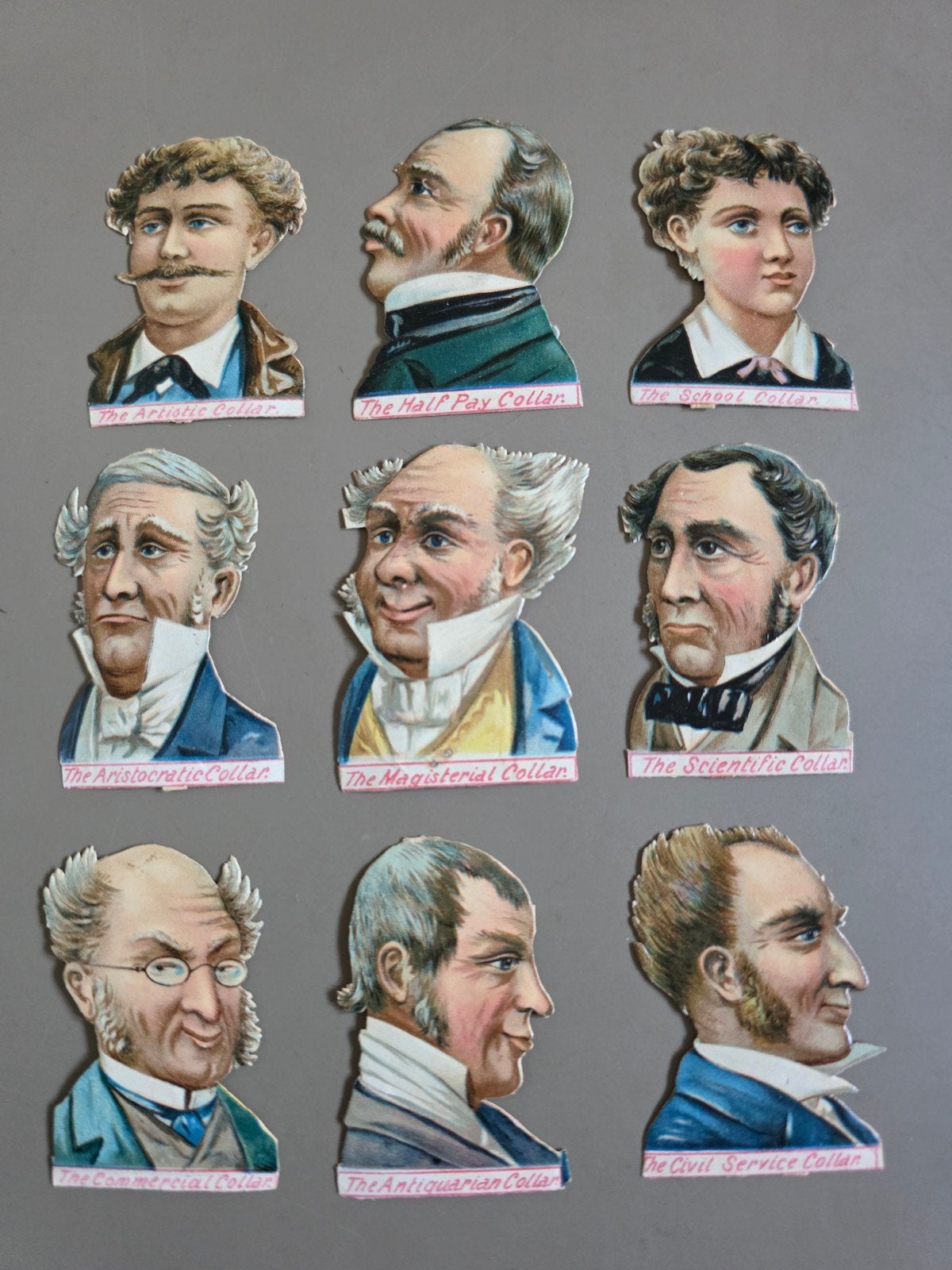 165) 9 CHROMO'S KRAAGTYPES ca.1900 PÖEZIE - DIE-CUTS, Verzamelen, Verzenden