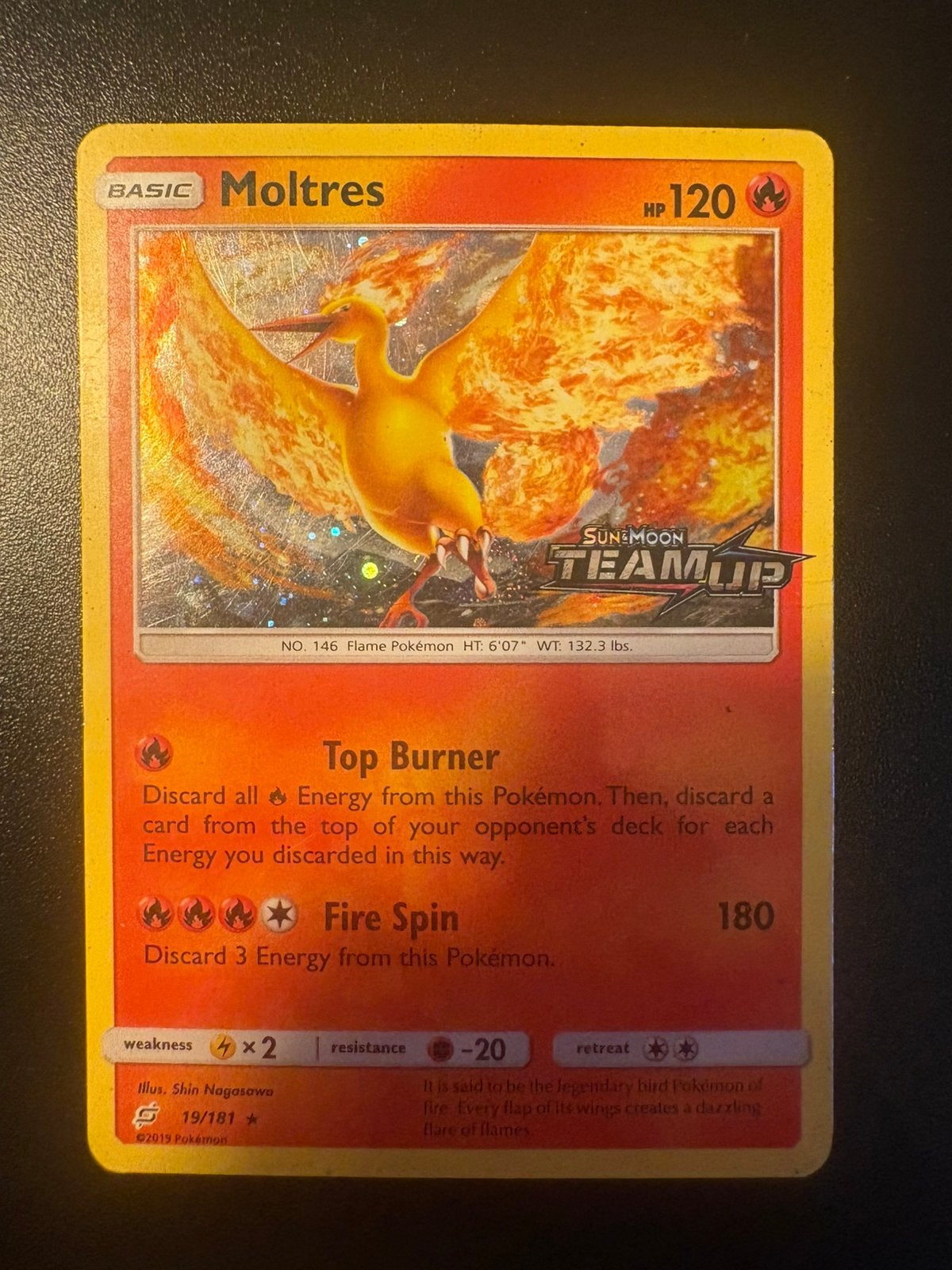 Moltres [Stamped] #19 Pokemon Team Up PO, Ophalen of Verzenden, Zo goed als nieuw