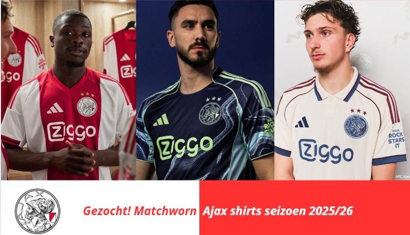 Gezocht! Matchworn Ajax! Zie advertentie!, Verzamelen, Sportartikelen en Voetbal, Ophalen of Verzenden, Zo goed als nieuw, Ajax