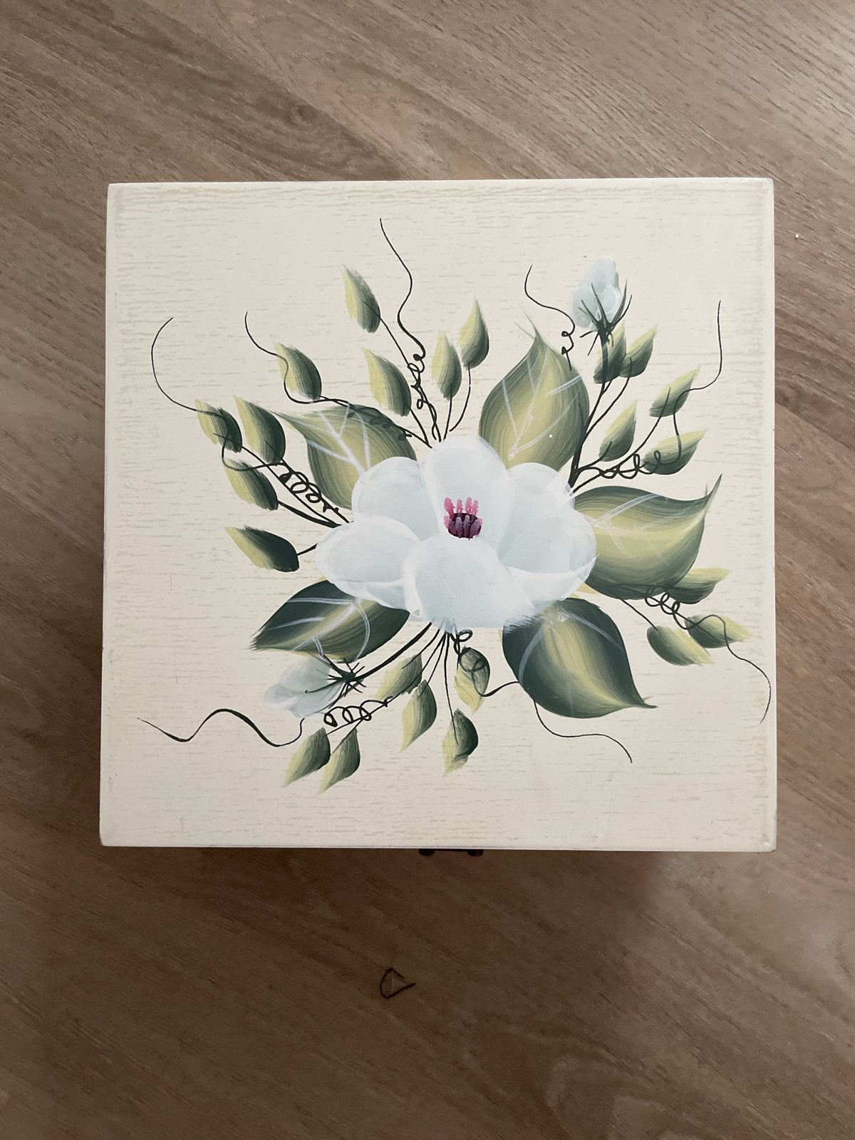 Houten sieradendoos met bloemmotief, Ophalen, Hout, Wit, Klassiek