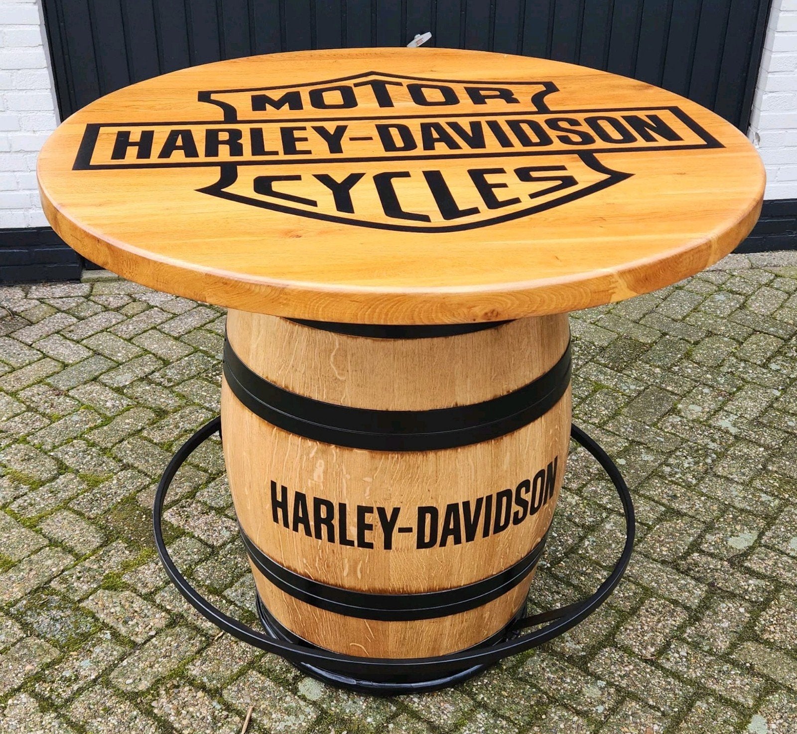 HARLEY DAVIDSON wijnvat statafel met massief eiken blad, Ophalen of Verzenden, Nieuw