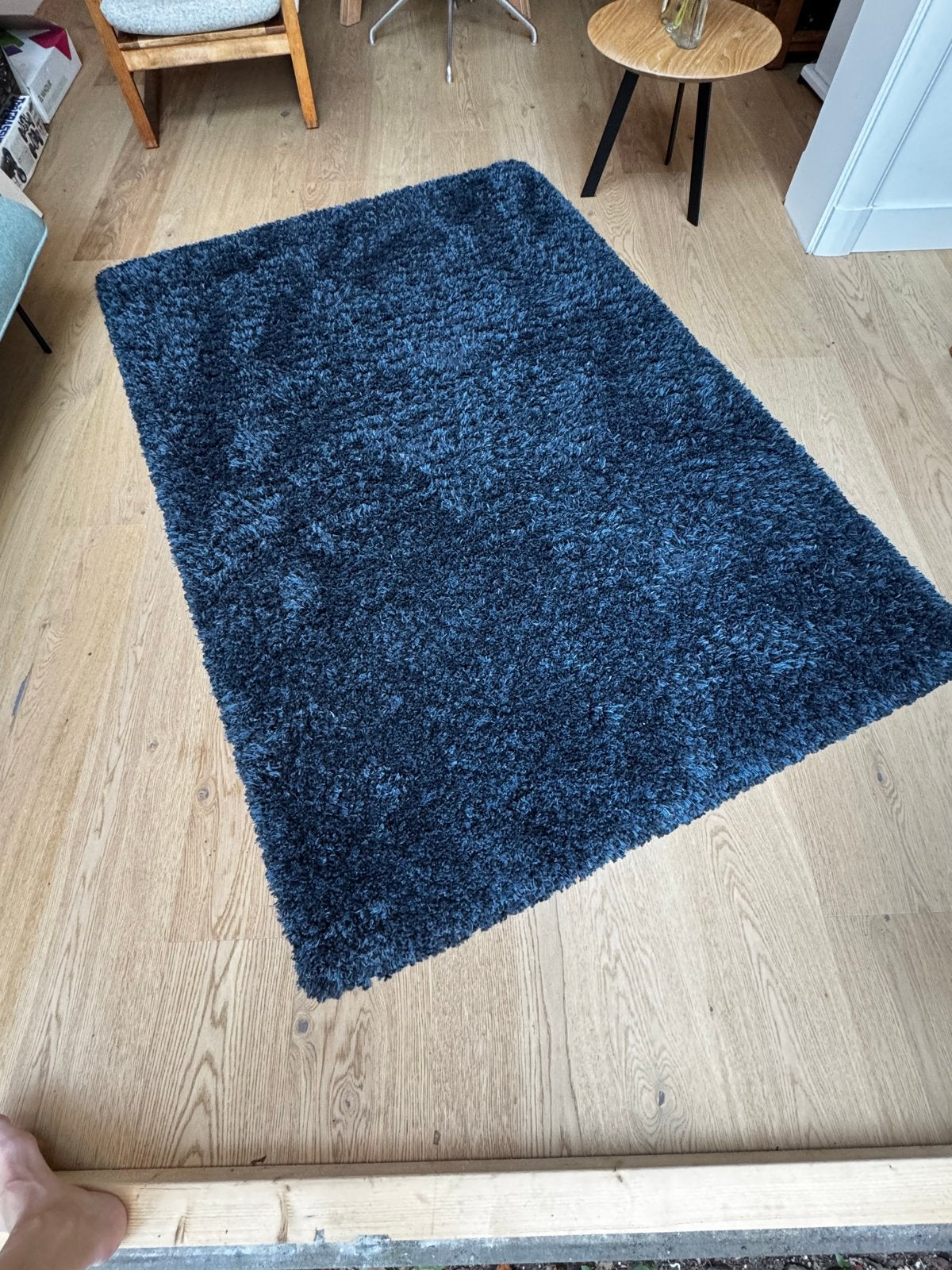 IKEA VOLLERSLEV Vloerkleed - Blauw Hoogpolig (133x195 cm), Ophalen, 100 tot 150 cm, Blauw, Zo goed als nieuw