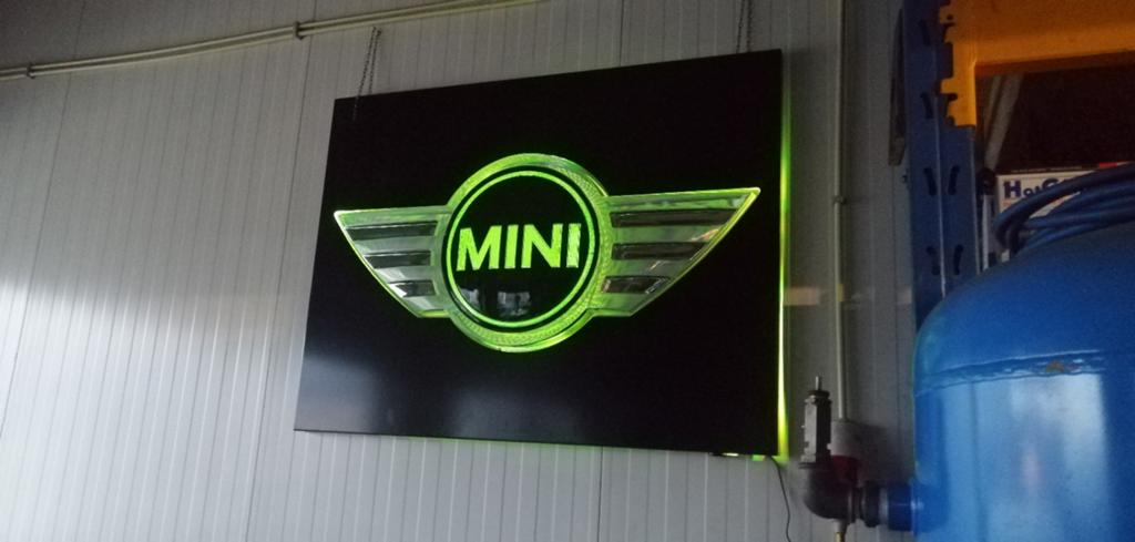 Verlicht LED Mini Cooper Bord - Uniek Reclamebord, Ophalen