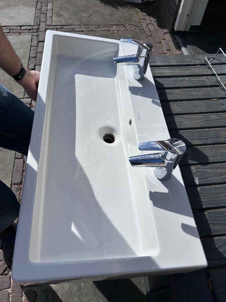 wastafel duravit met grohe mengkranen uit 2007, Ophalen, Zo goed als nieuw, Steen, Wastafel