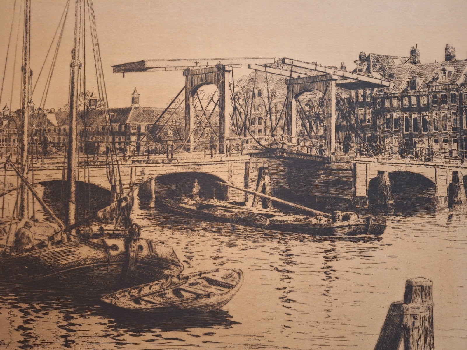 Ets Magere Brug Amsterdam door S. Garf, Ophalen of Verzenden