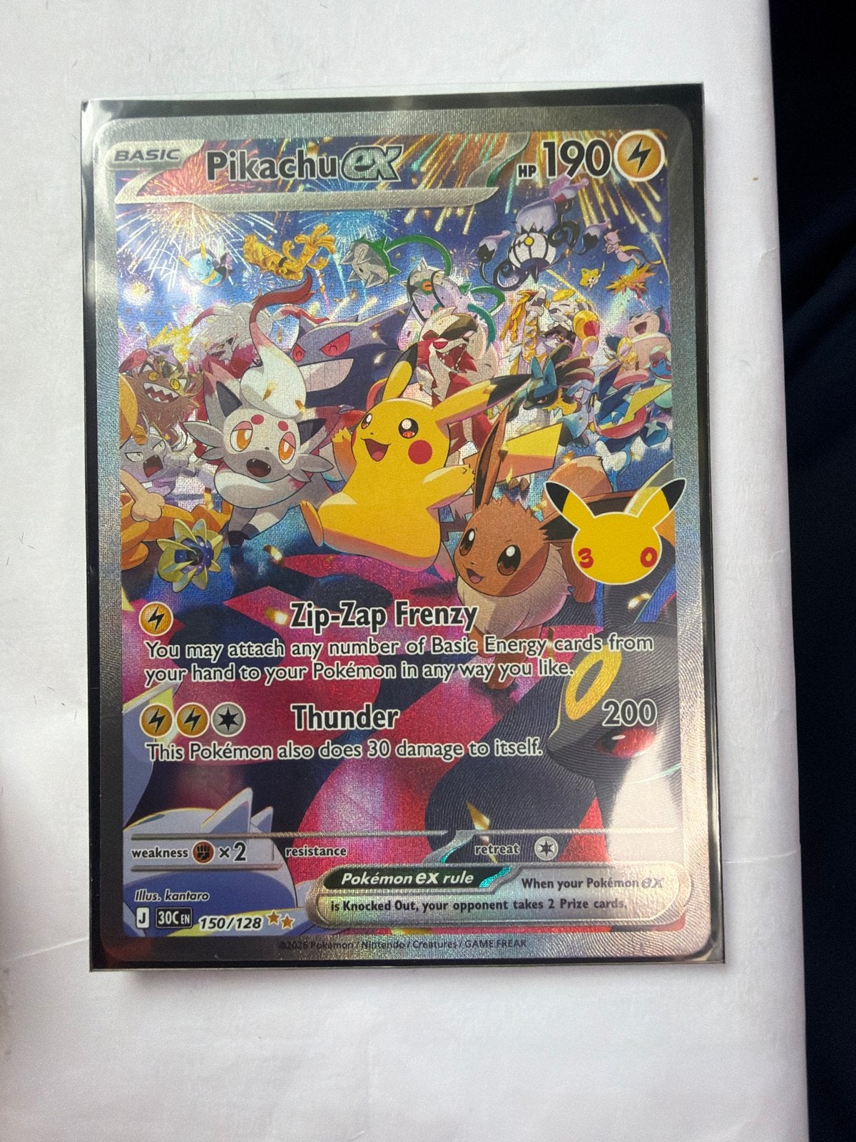 Pikachu ex J 30C 150/128 Pokémon kaart, Hobby en Vrije tijd, Ophalen, Zo goed als nieuw, Losse kaart