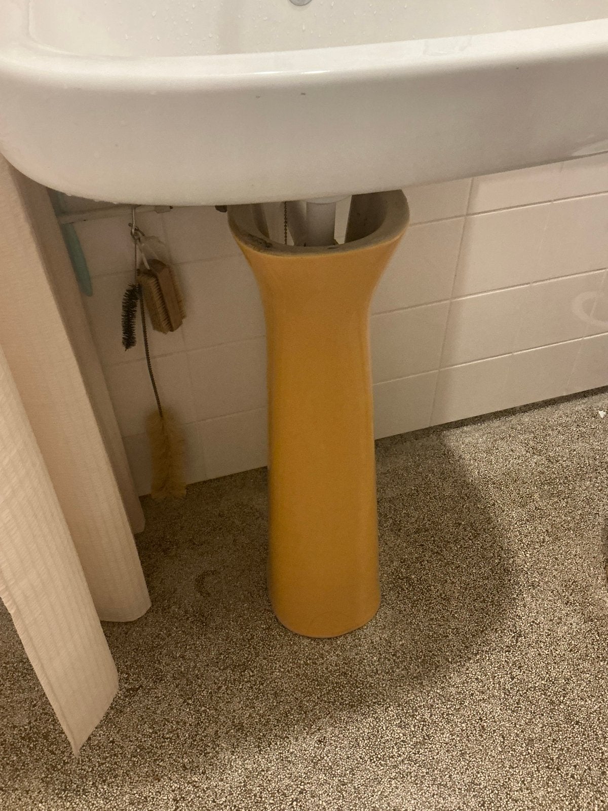 Vintage Wastafel Zuil Retro Geel Oranje, Ophalen of Verzenden, Zo goed als nieuw, Wastafel