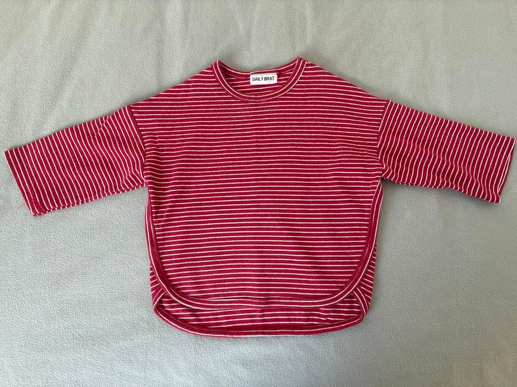 Daily Brat shirt lange mouwen rood/wit gestreept maat 98/104, Ophalen of Verzenden, Gebruikt, Jongen of Meisje, Shirt of Longsleeve